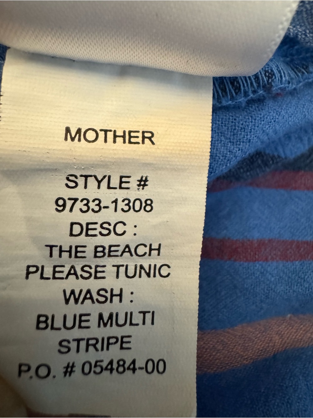 MOTHER The Beach Please Tunic Blue Multi Stripe Cotton Puff Sleeve Dress S - Picture 6 of 14